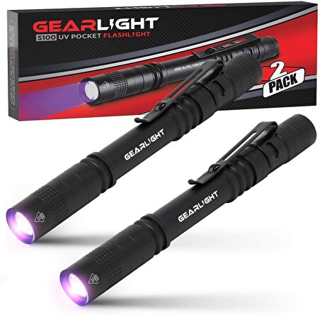 GearLight S100 UV LED Kalem Tipi El Feneri [2'li Paket]